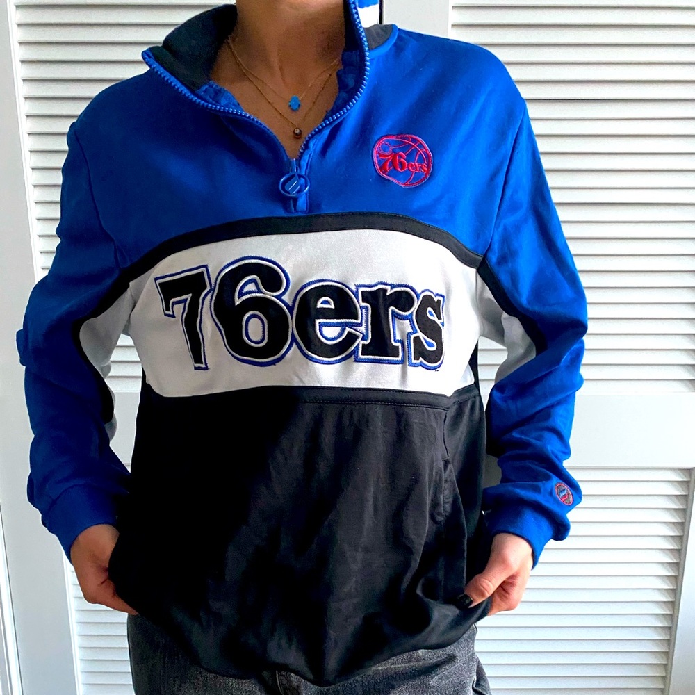 NBA 76ers Men's Interlock Quarter Zip Jacket - XL